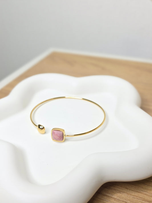 Pink stone bangle gold