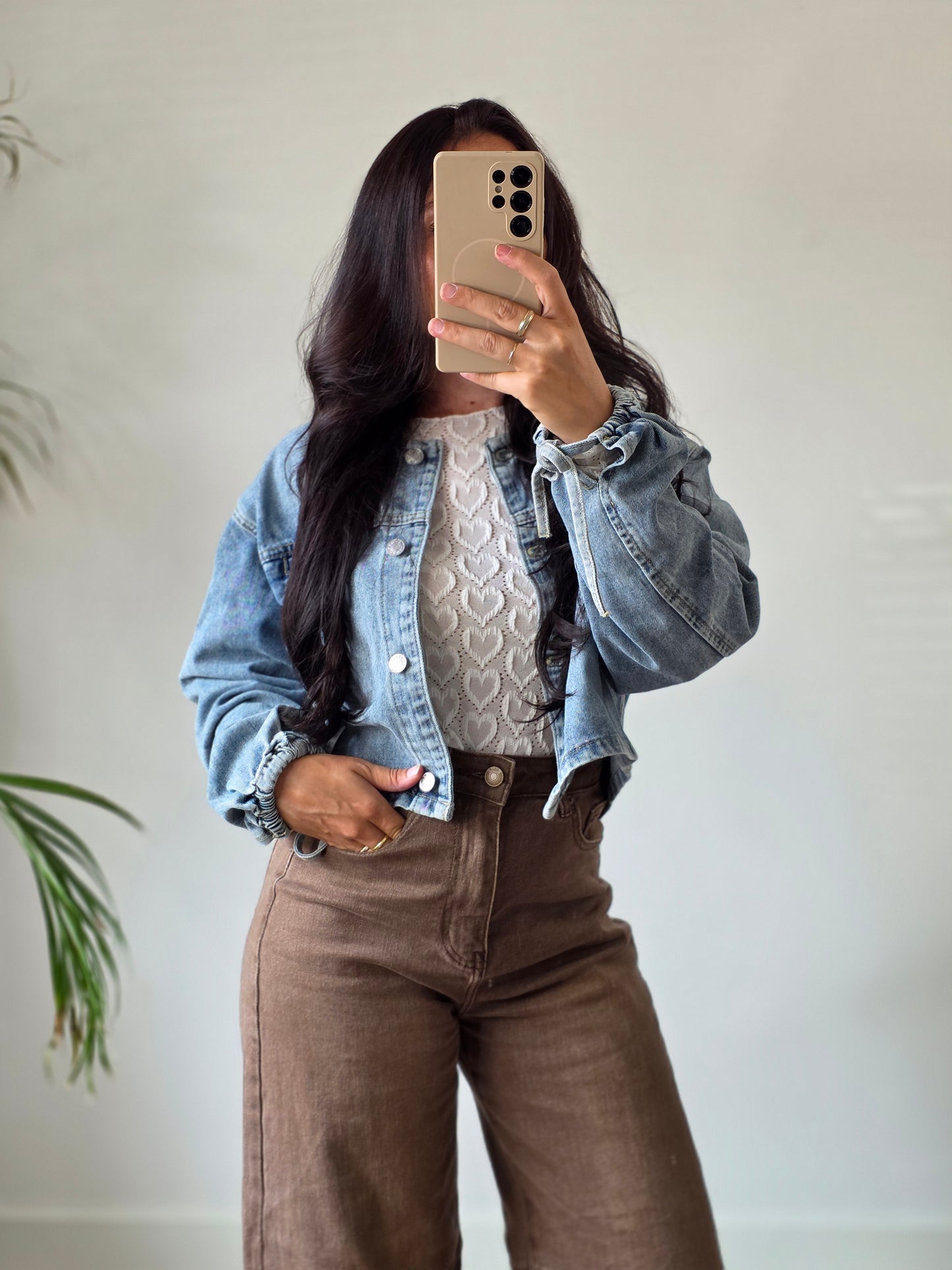Jeans jacket bow