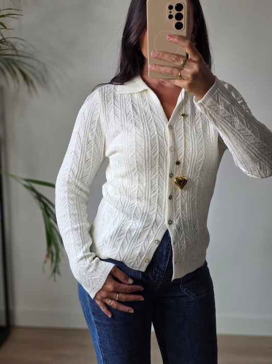 knitted cardigan off white