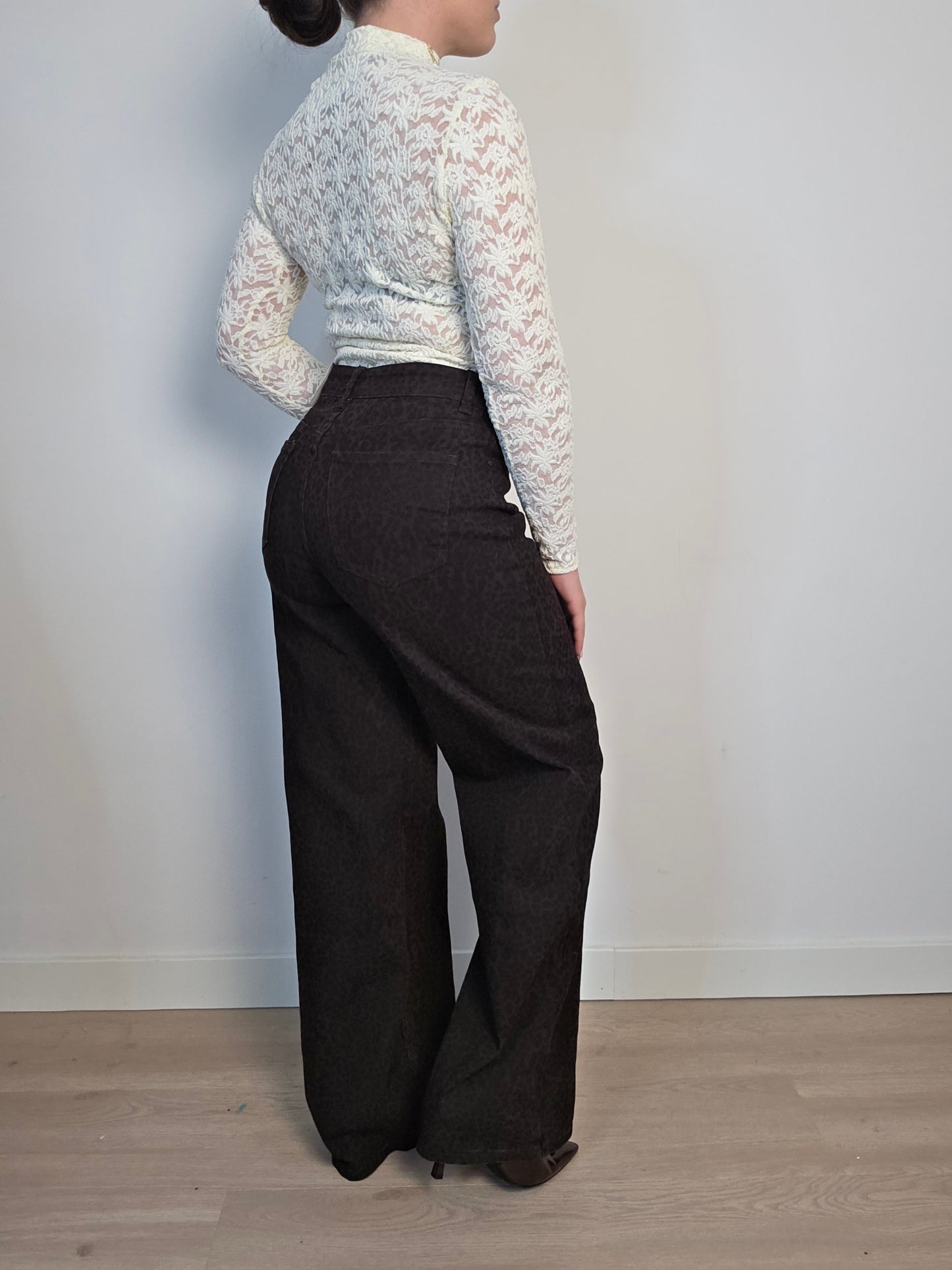 Leopard wide leg jeans