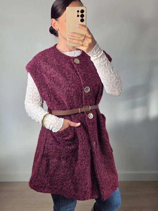 Teddy gilet bordeaux rood