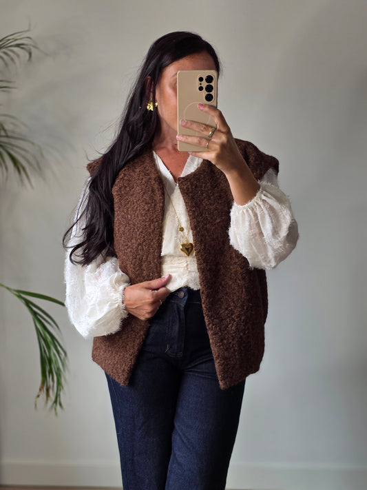 Teddy gilet brown