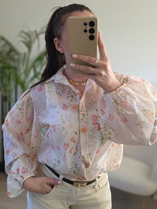 Flower orange/white blouse