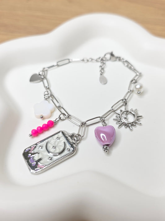 Purple heart bracelet silver