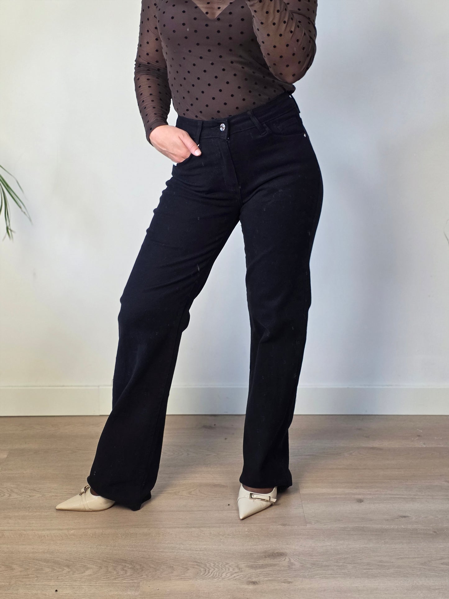 Wideleg jeans black tall