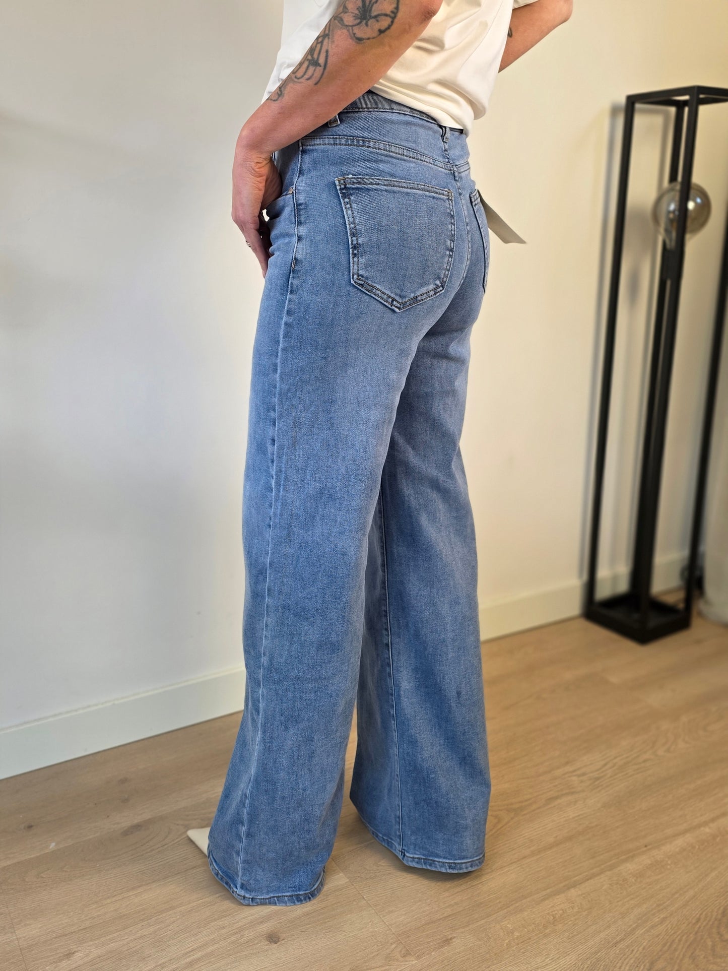 Tall wide leg jeans floor