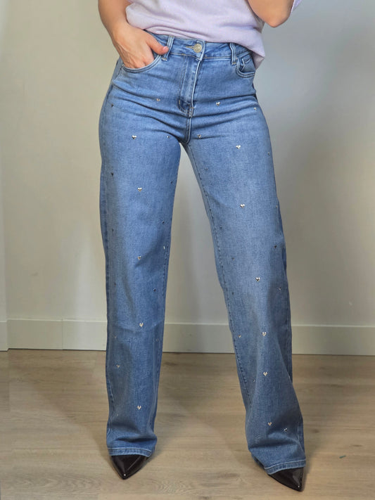Wide leg jeans love studs
