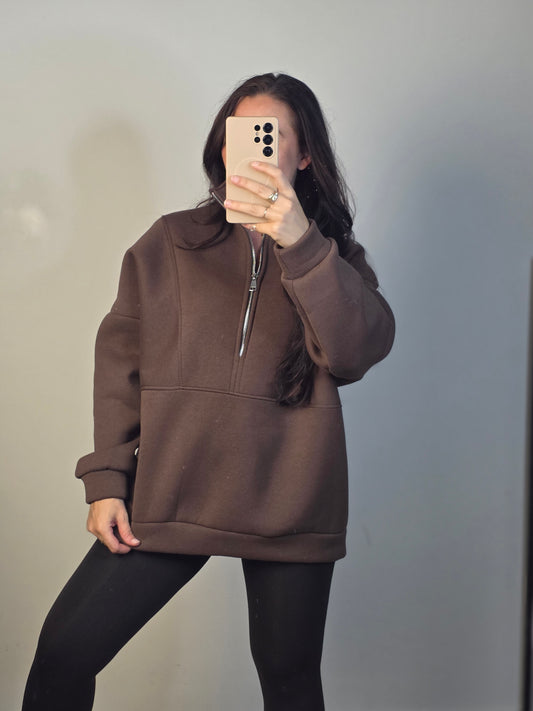 Zipper sweater chocolate brown