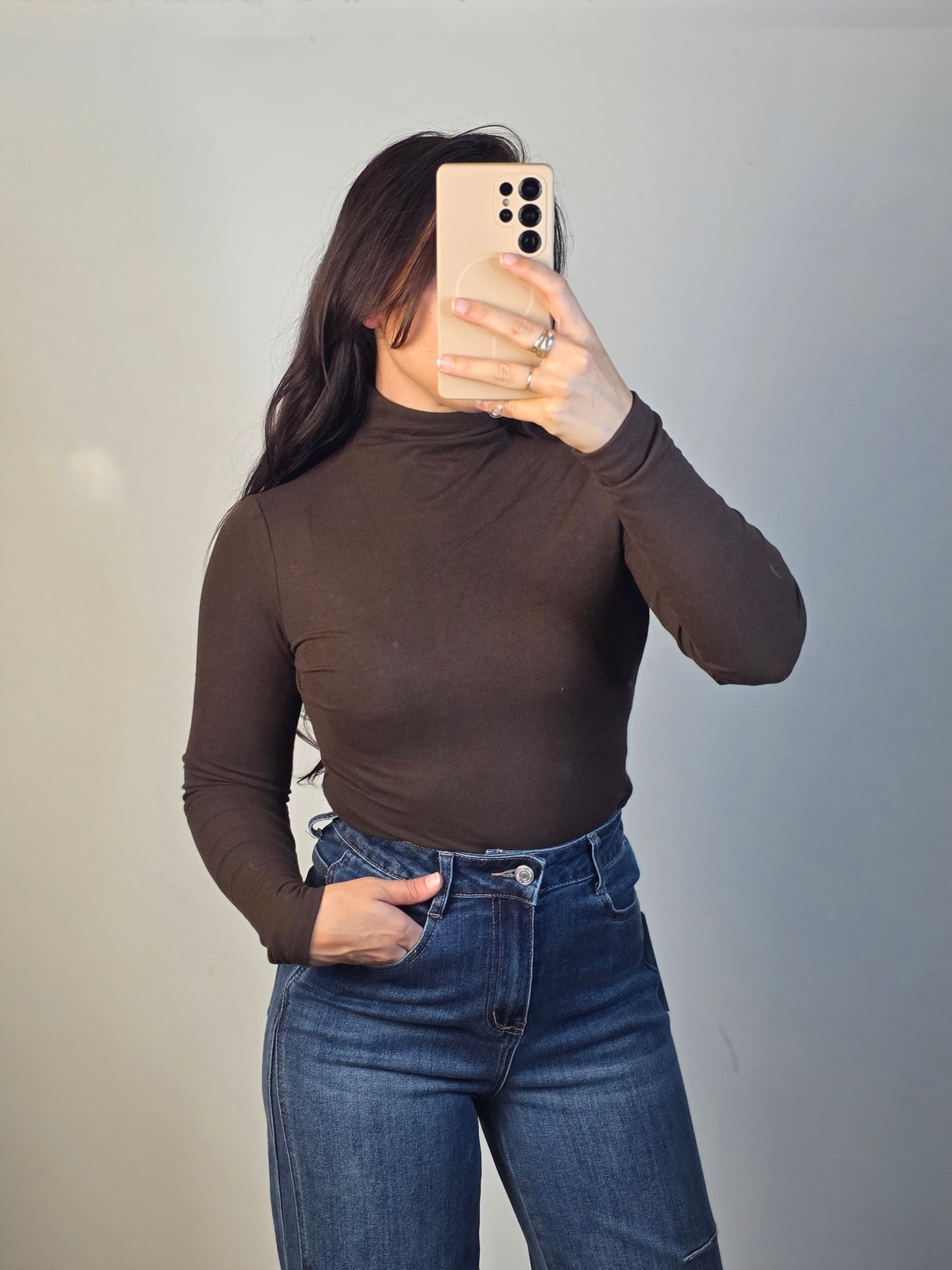 Basic longsleeve turtle neck brown