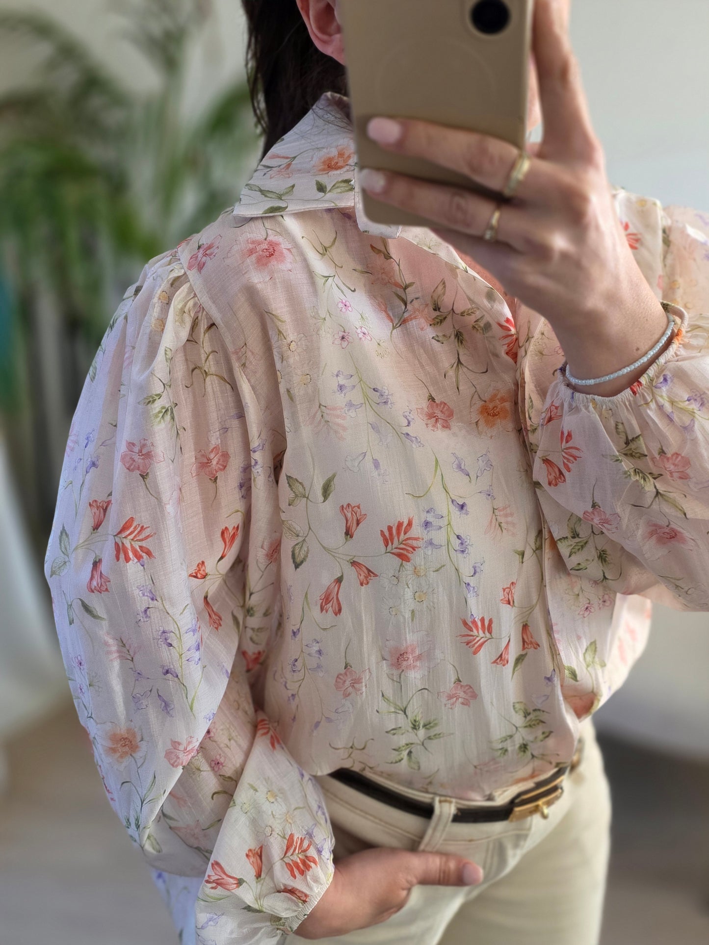 Flower orange/white blouse