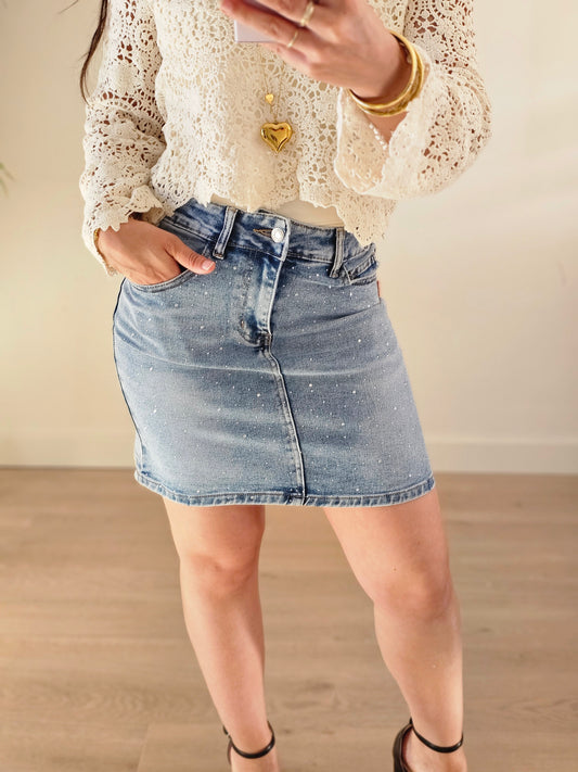 Sparkle denim rok