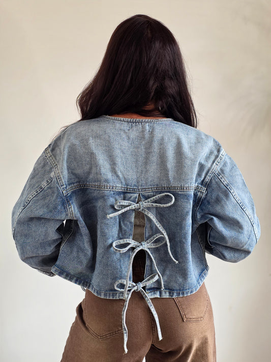 Jeans jacket bow
