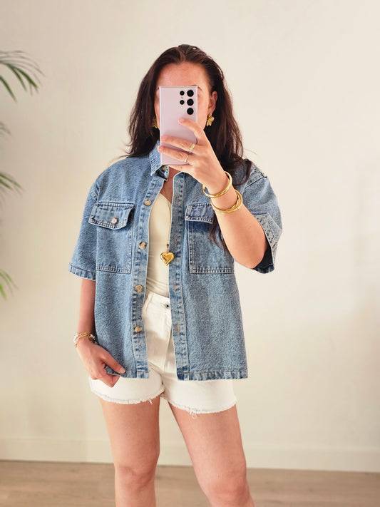 Azzurro light denim blouse