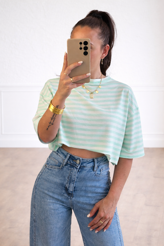 Striped shirt mint groen