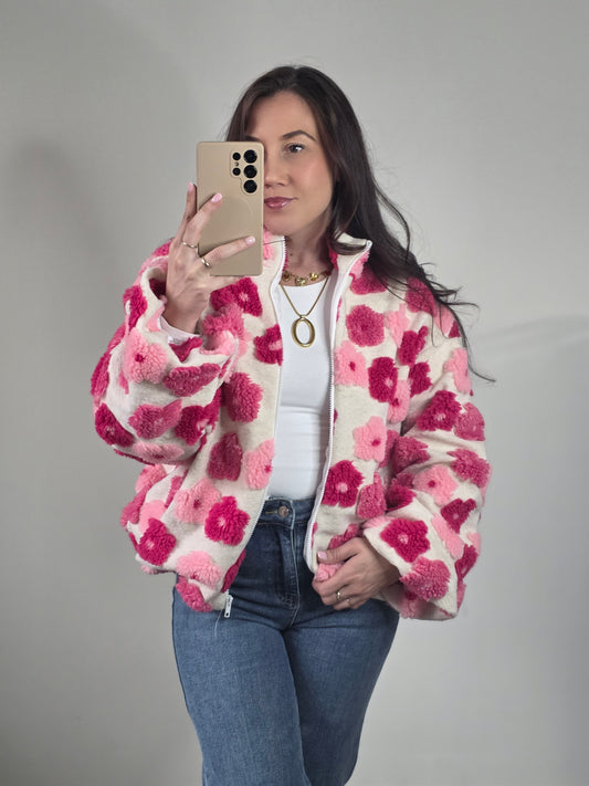 Teddy flower bomber pink