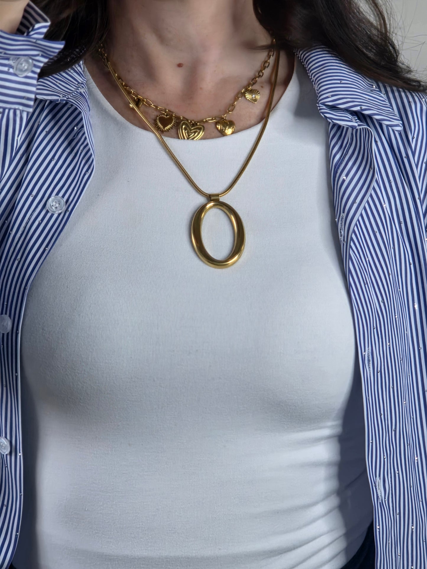 Ovally ketting 50cm goud