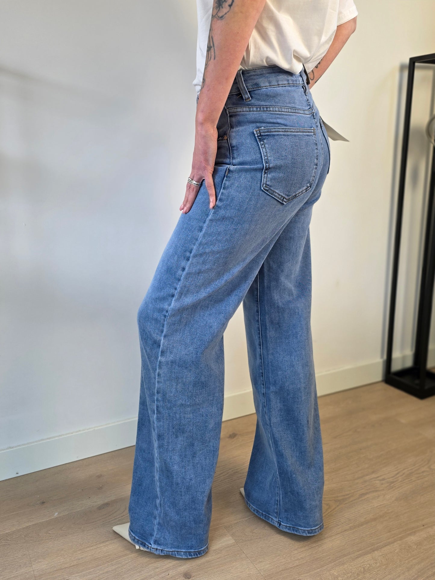 Tall wide leg jeans floor
