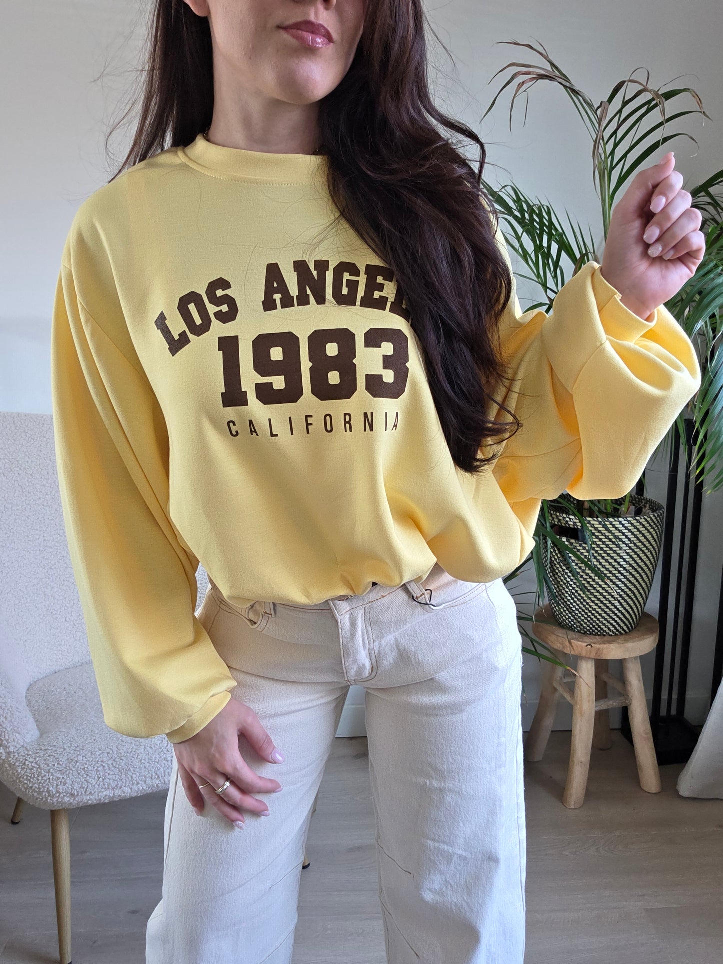 Cropped sweater geel