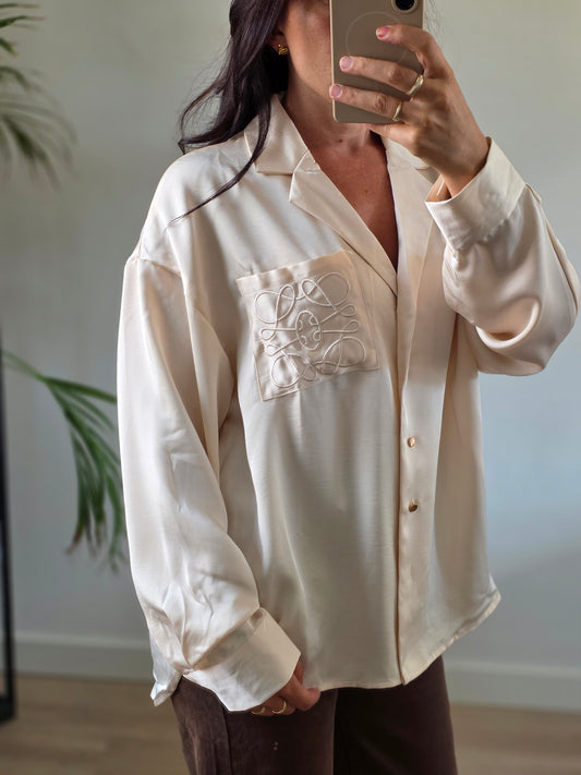 Satijnen blouse beige