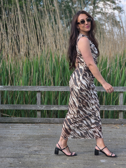 Mesh dress brown