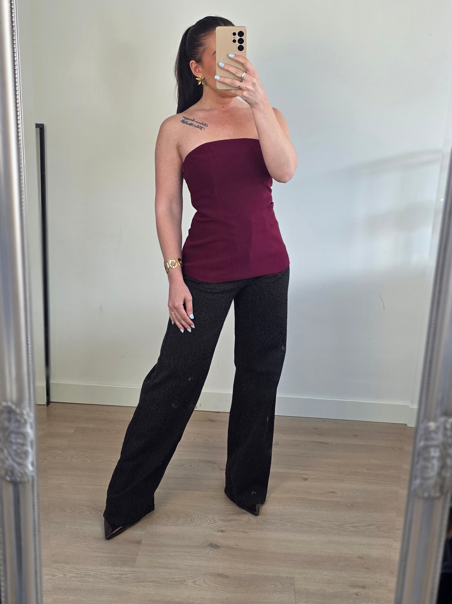 Leopard wide leg jeans
