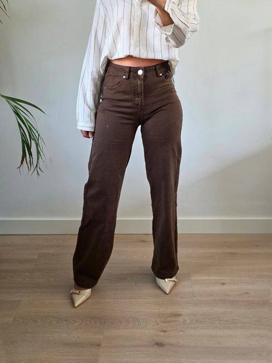Wide leg jeans brown