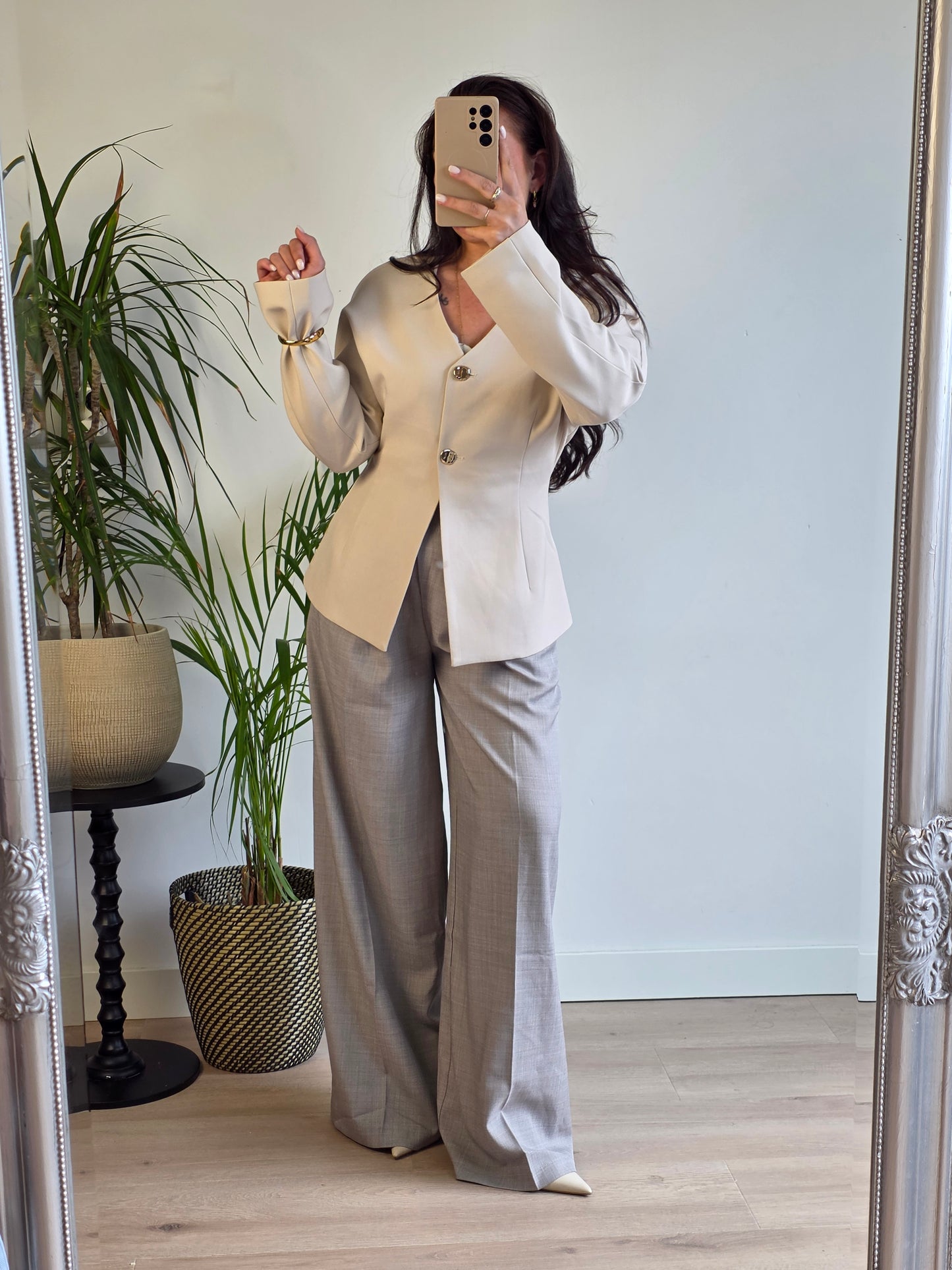 Getailleerde blazer beige