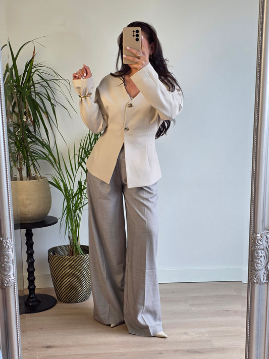 Getailleerde blazer beige
