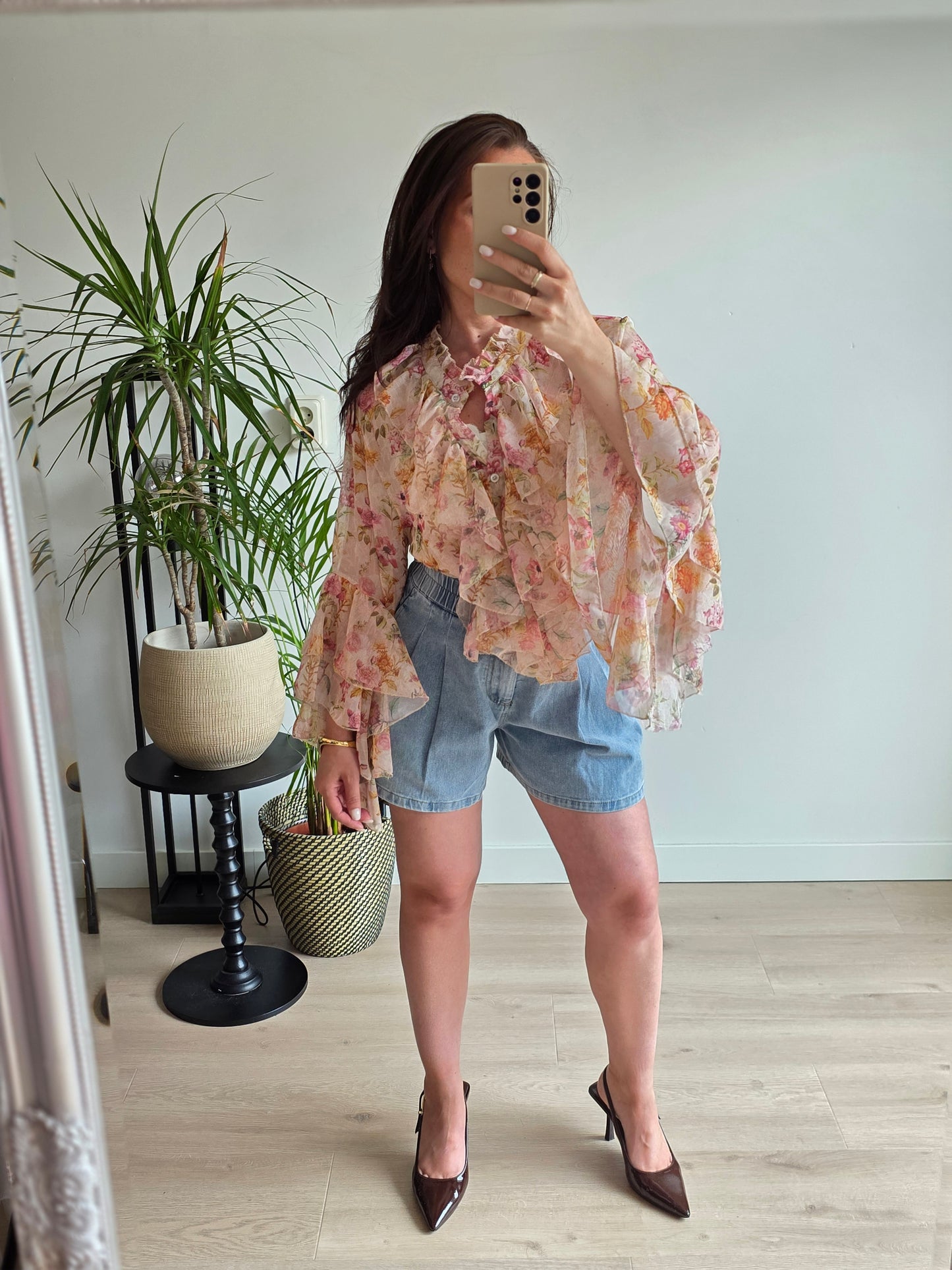 Pastel ruffle blouse