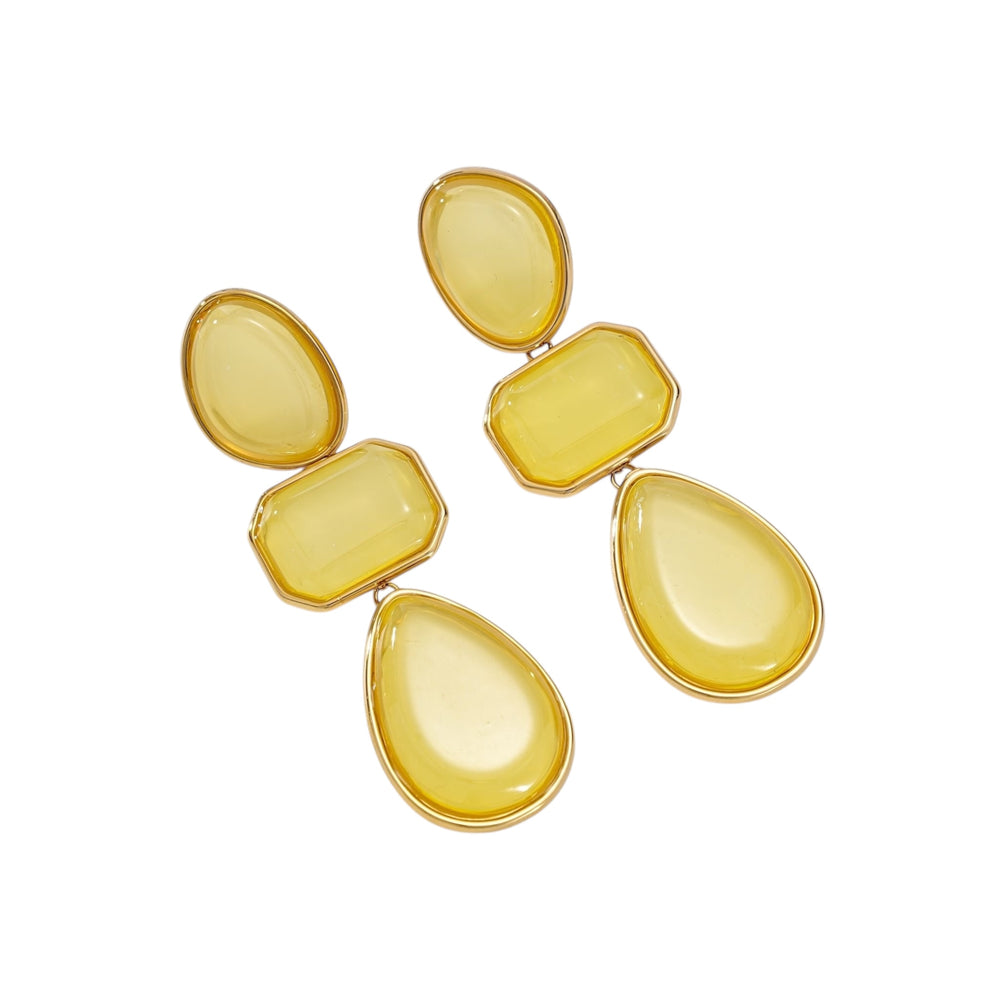 Glass oorbellen geel