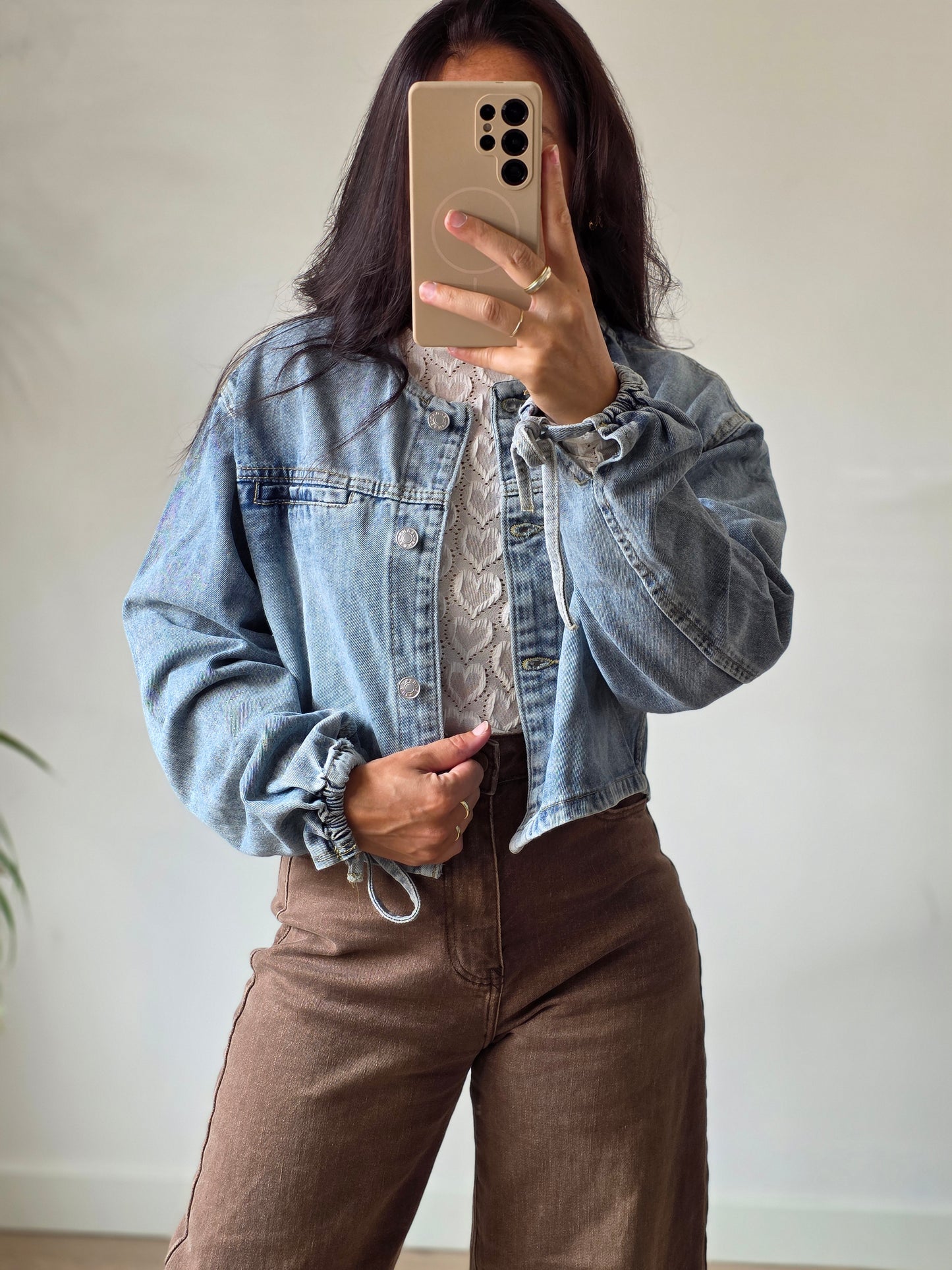 Jeans jacket bow