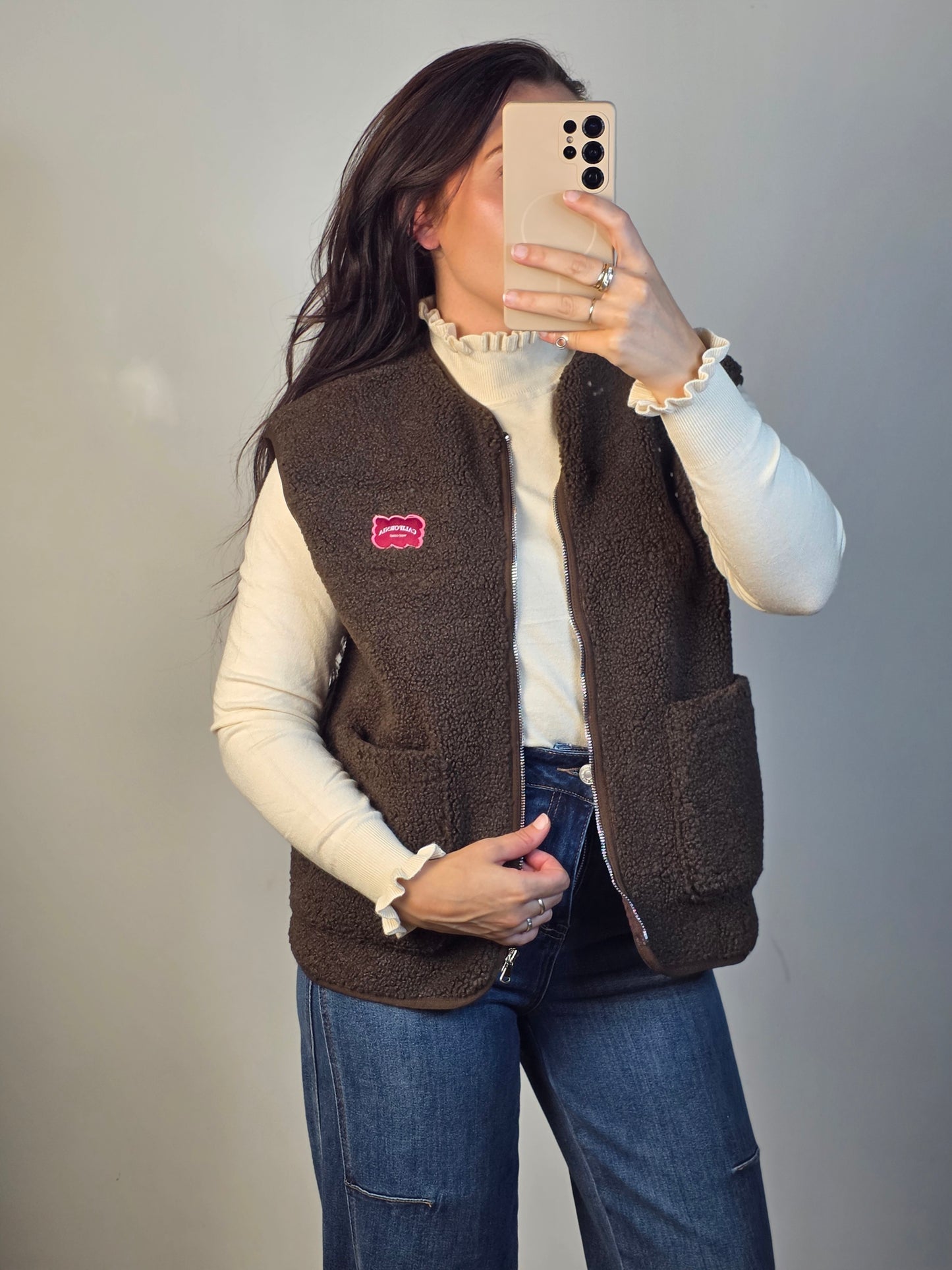 Teddy gilet Floor bruin