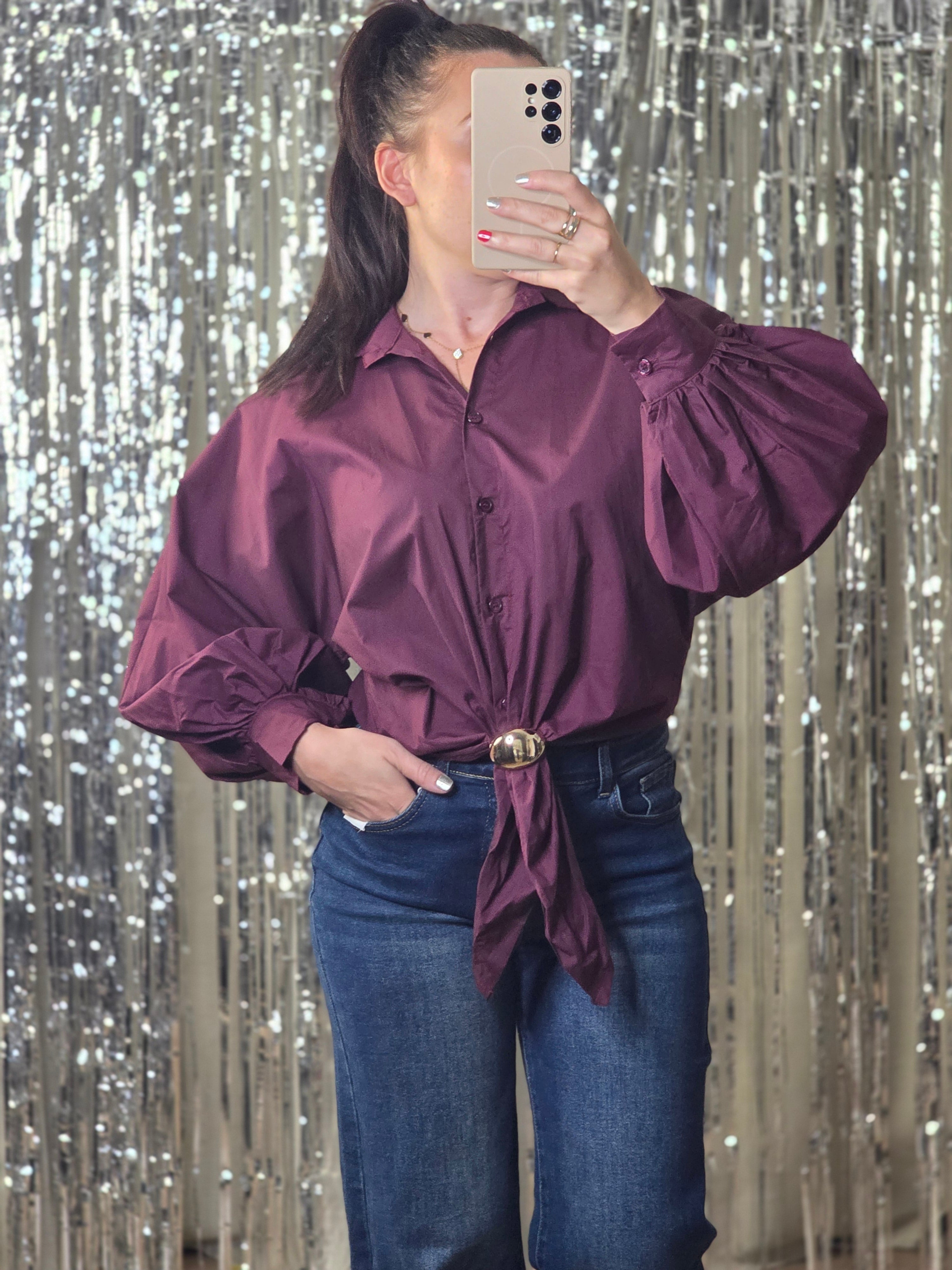 Sierra blouse bordeaux rood – Prettique