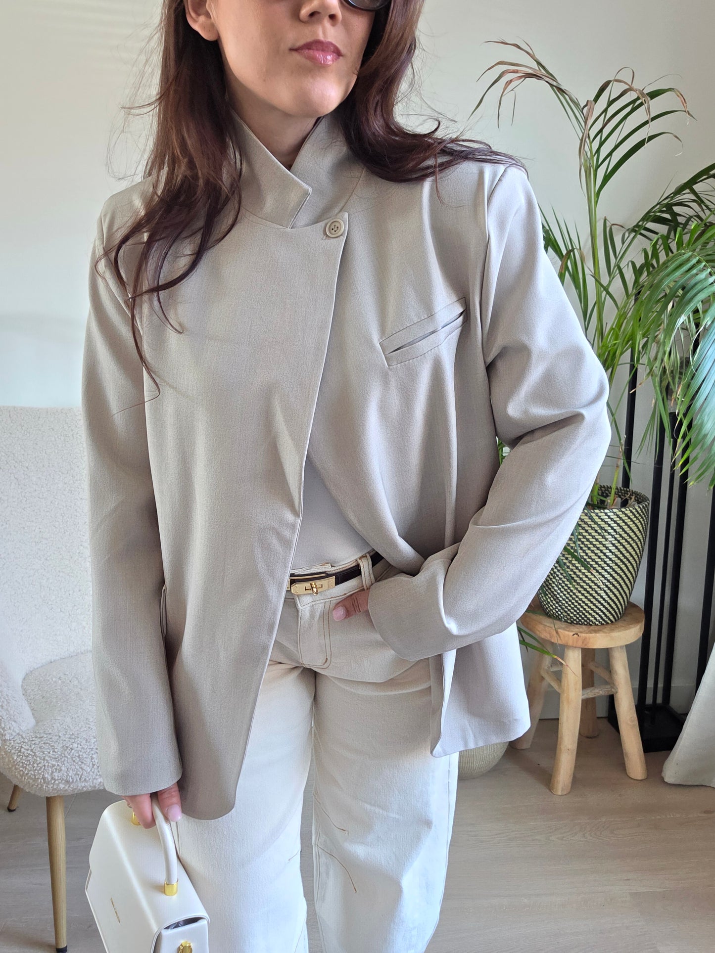 Blazer asymmetrisch taupe