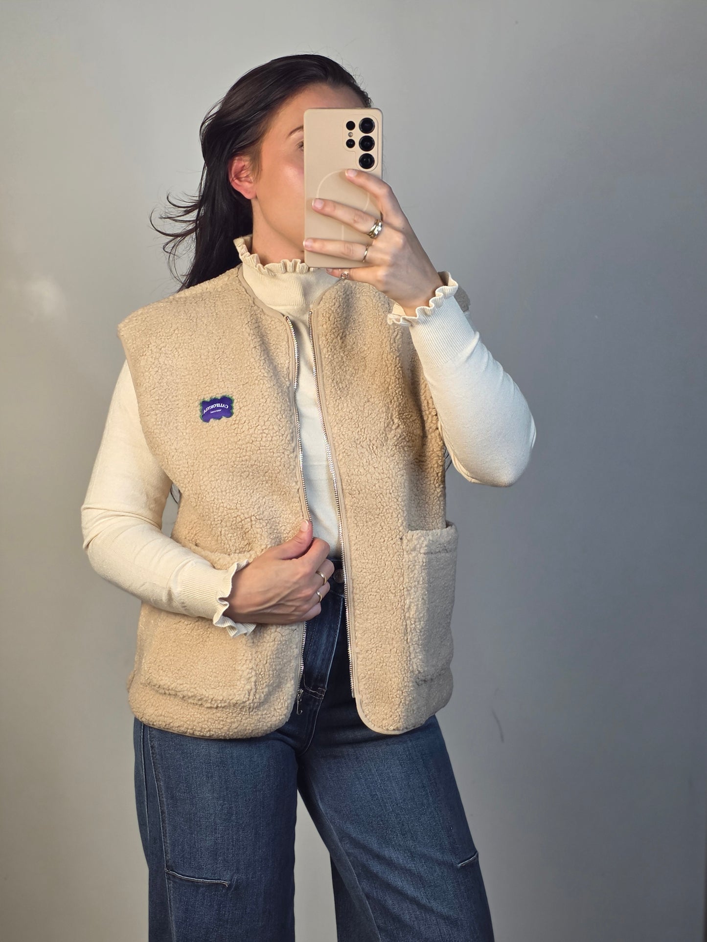 Teddy gilet Floor beige