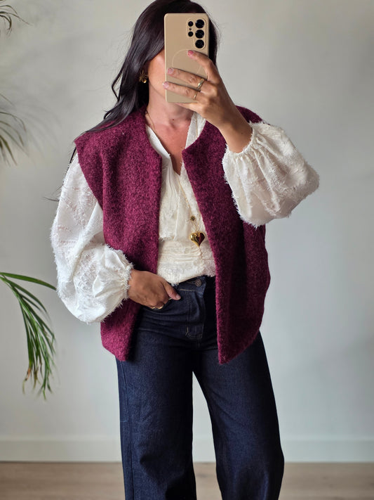 Teddy gilet bordeaux rood