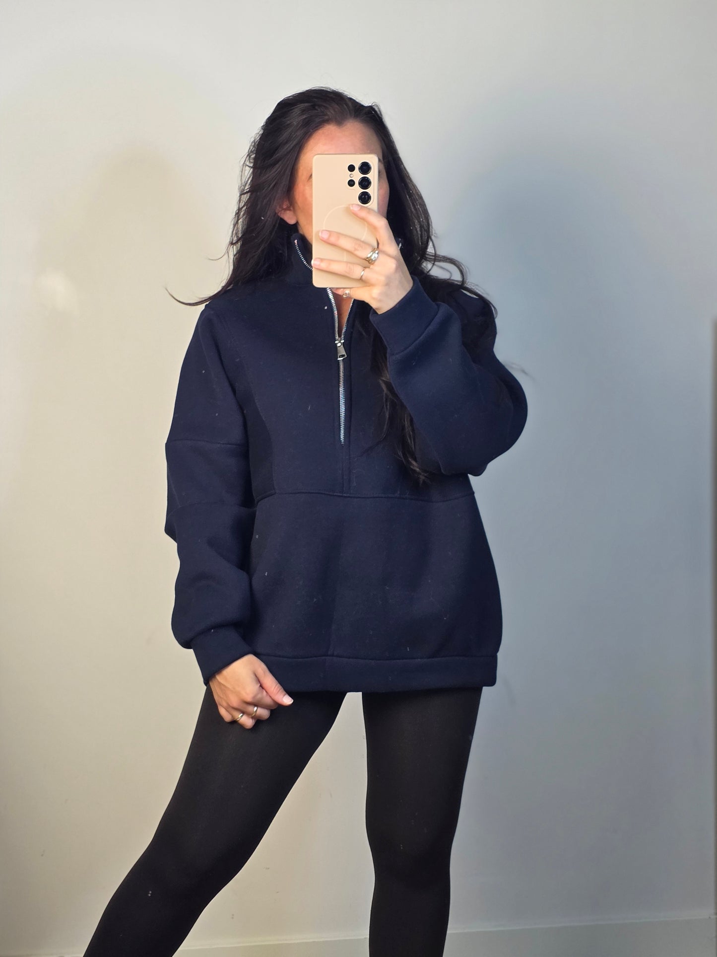 Zipper sweater navy blue