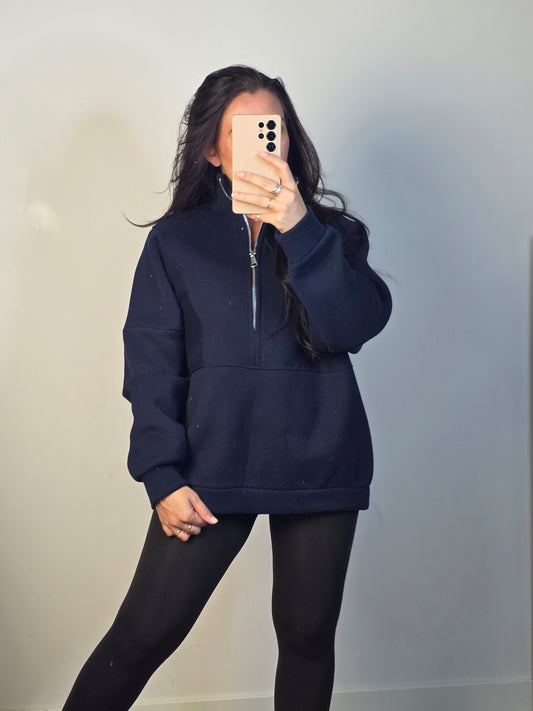 Zipper sweater navy blue