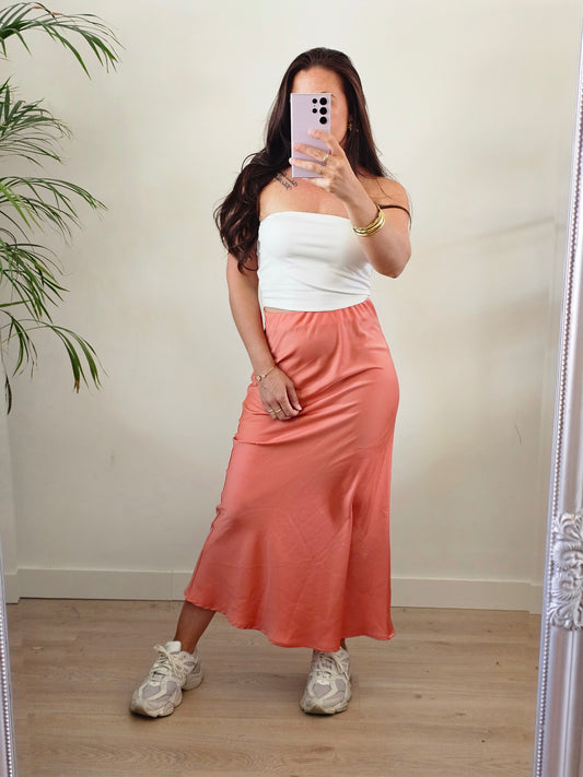 Silky midi skirt orange