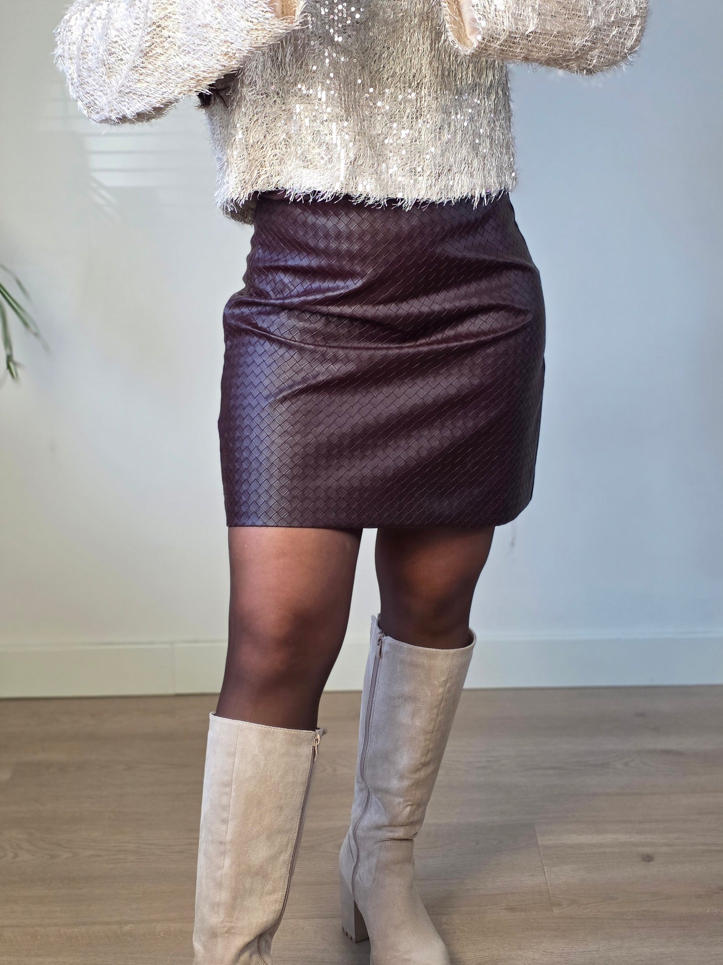 Snake lether skirt bordeaux