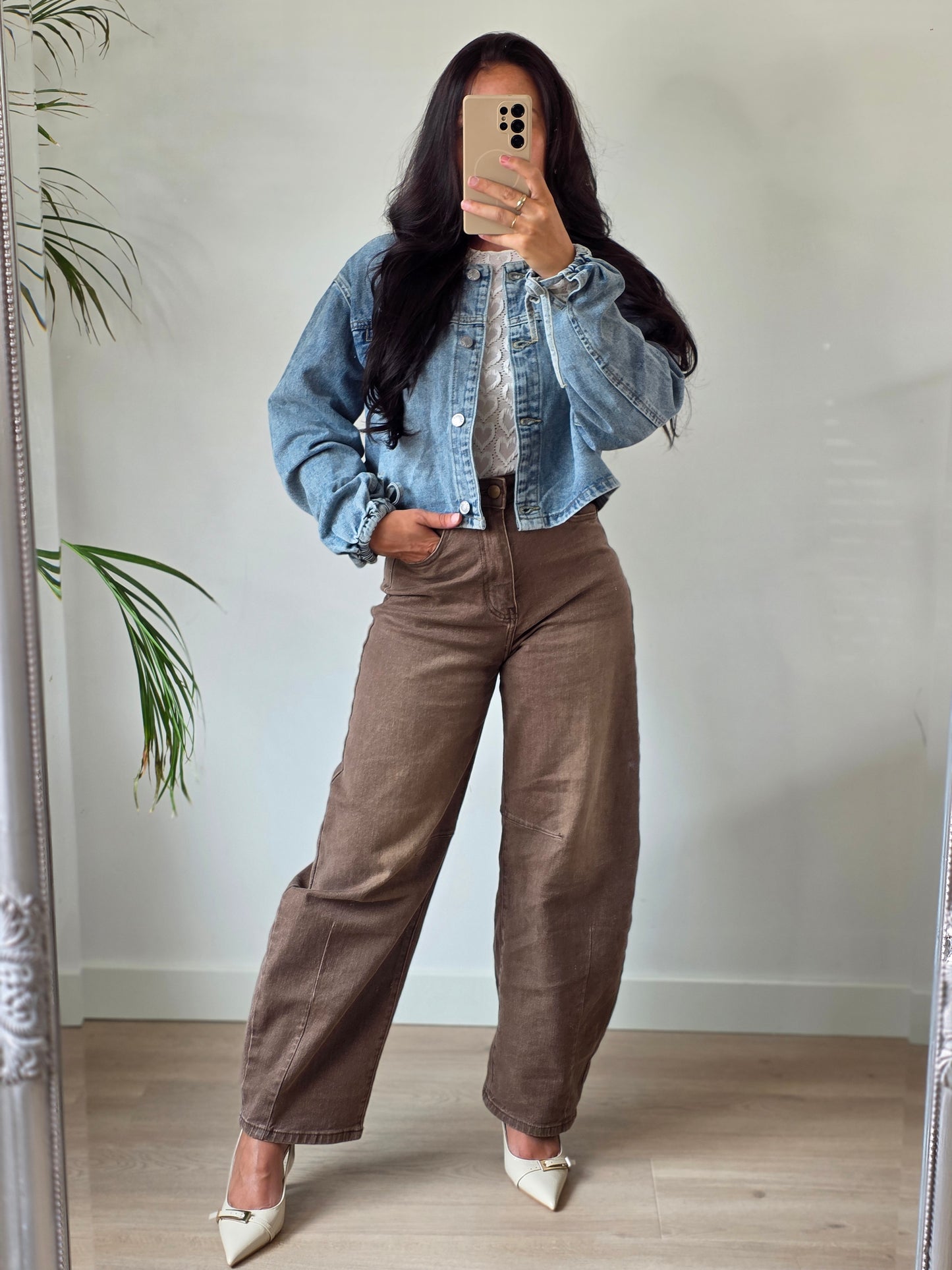 Jeans jacket bow