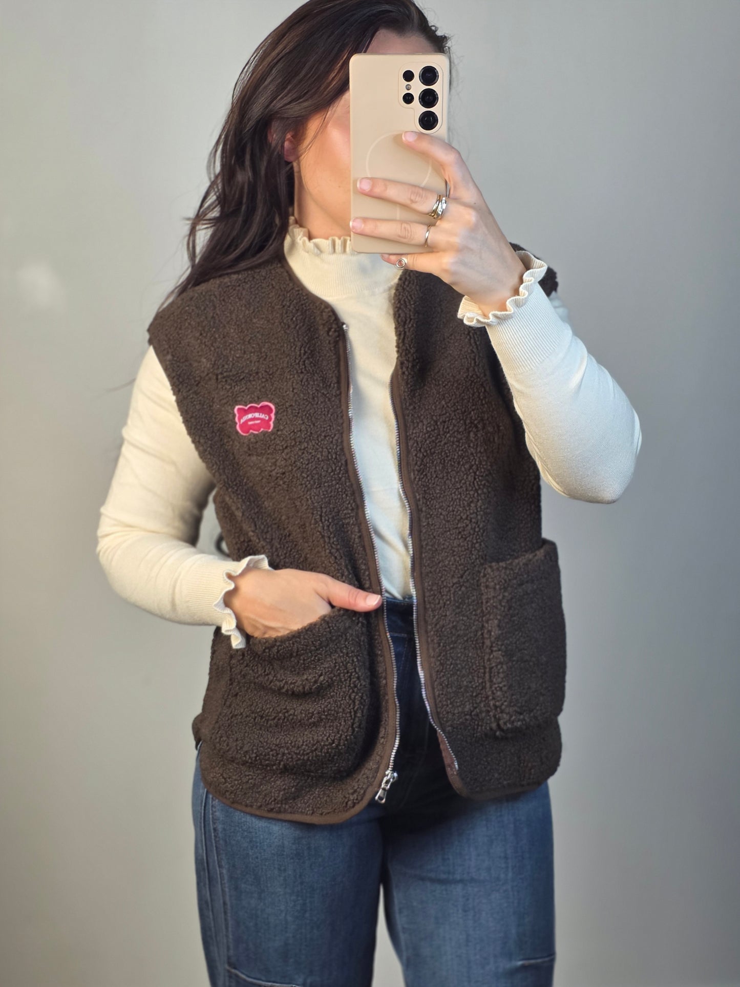 Teddy gilet Floor bruin