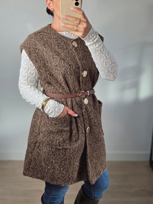 Teddy gilet bruin