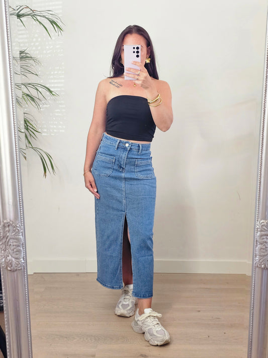 Long denim skirt