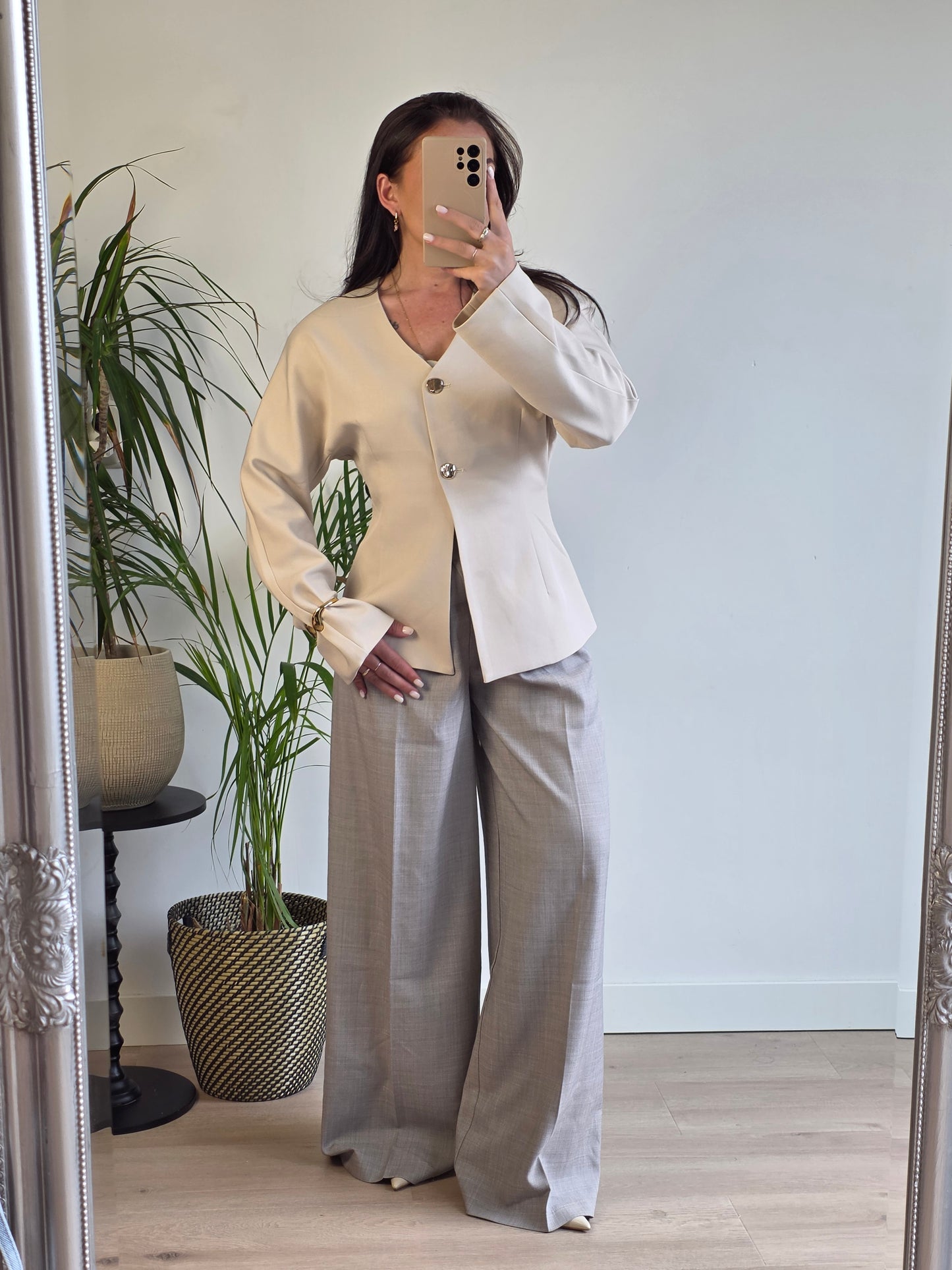 Getailleerde blazer beige