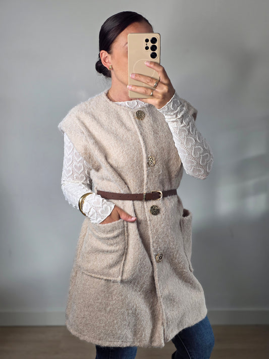Teddy gilet beige