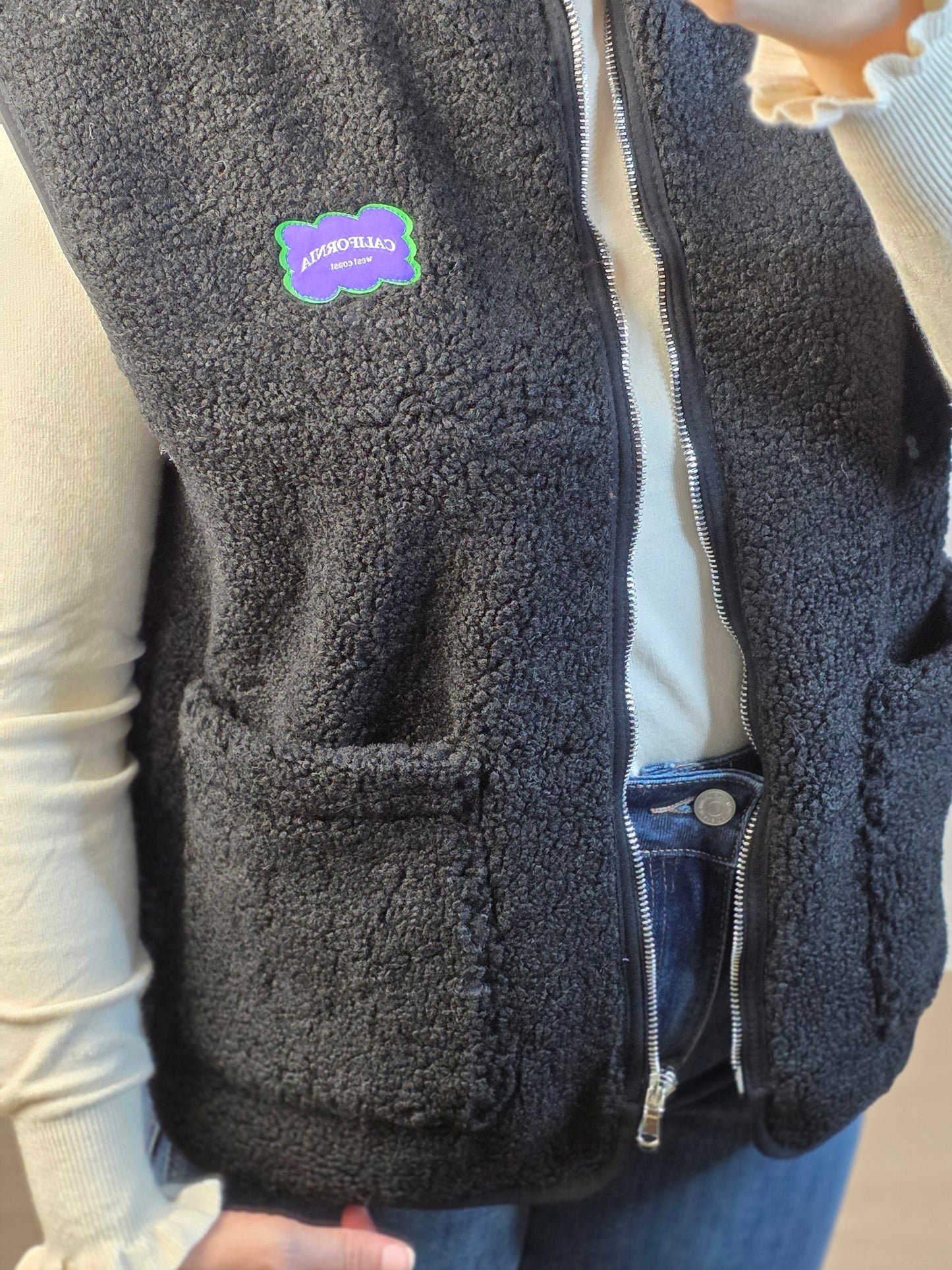 Teddy gilet Floor zwart