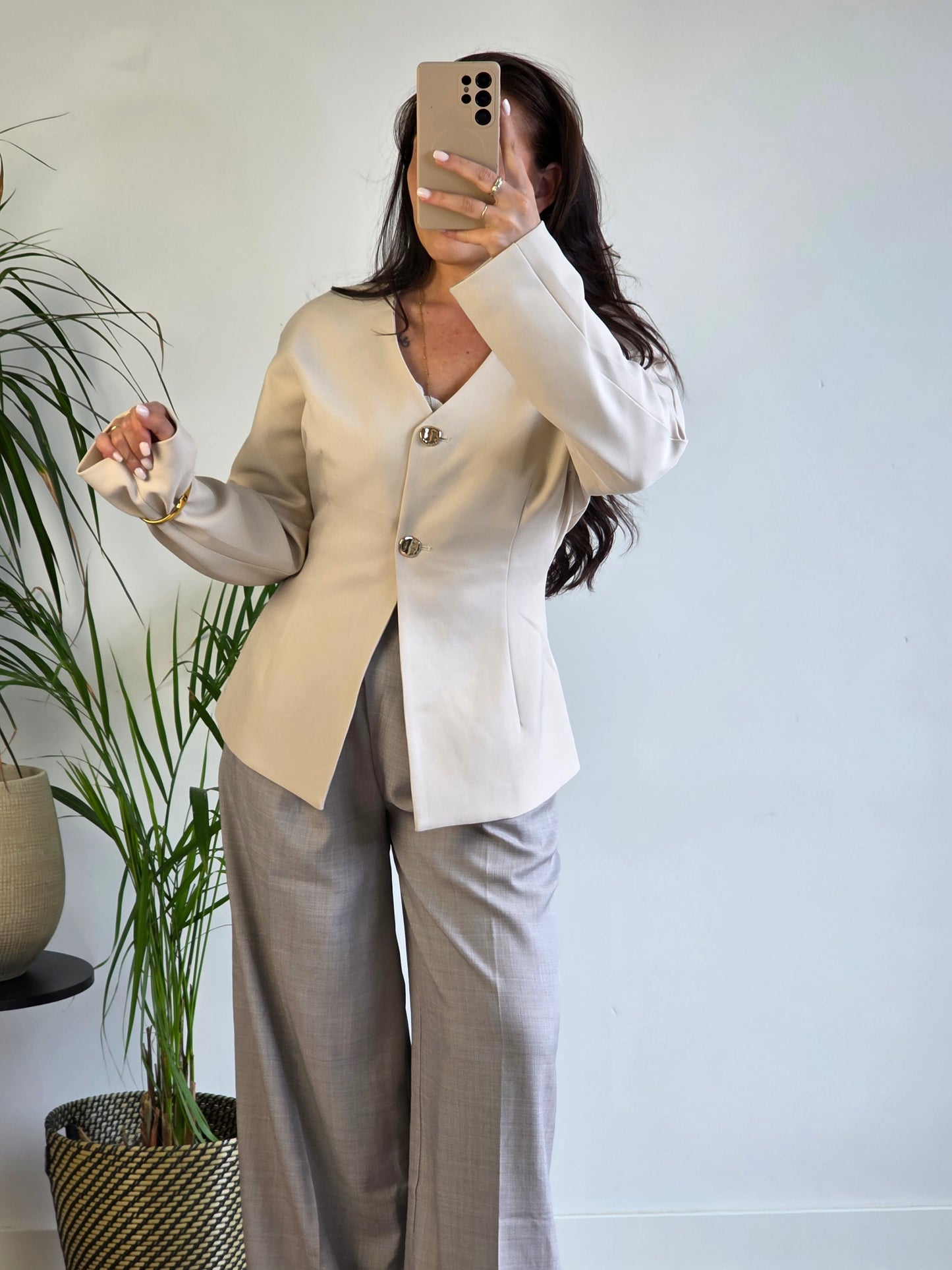 Getailleerde blazer beige