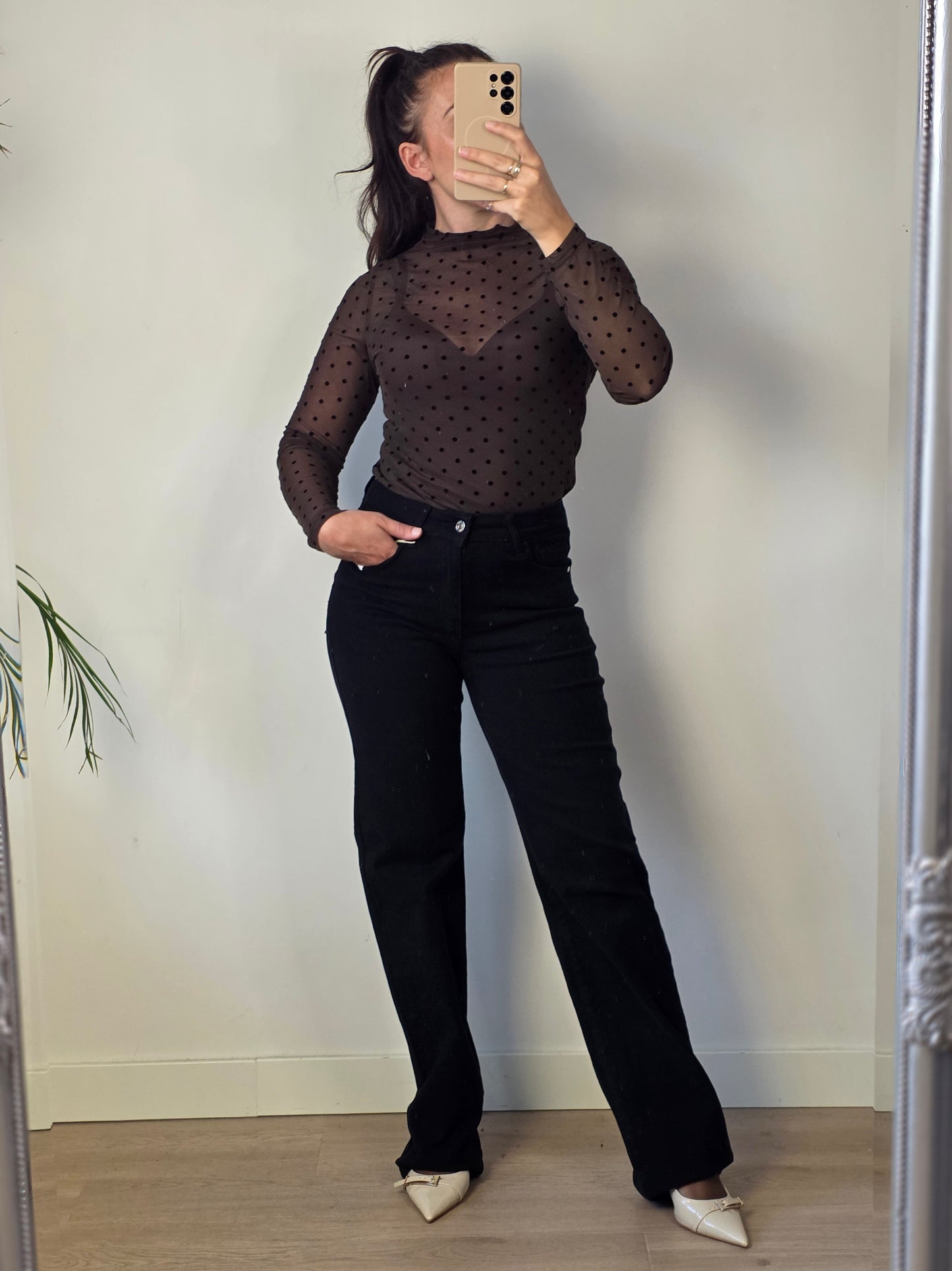 Wideleg jeans black tall