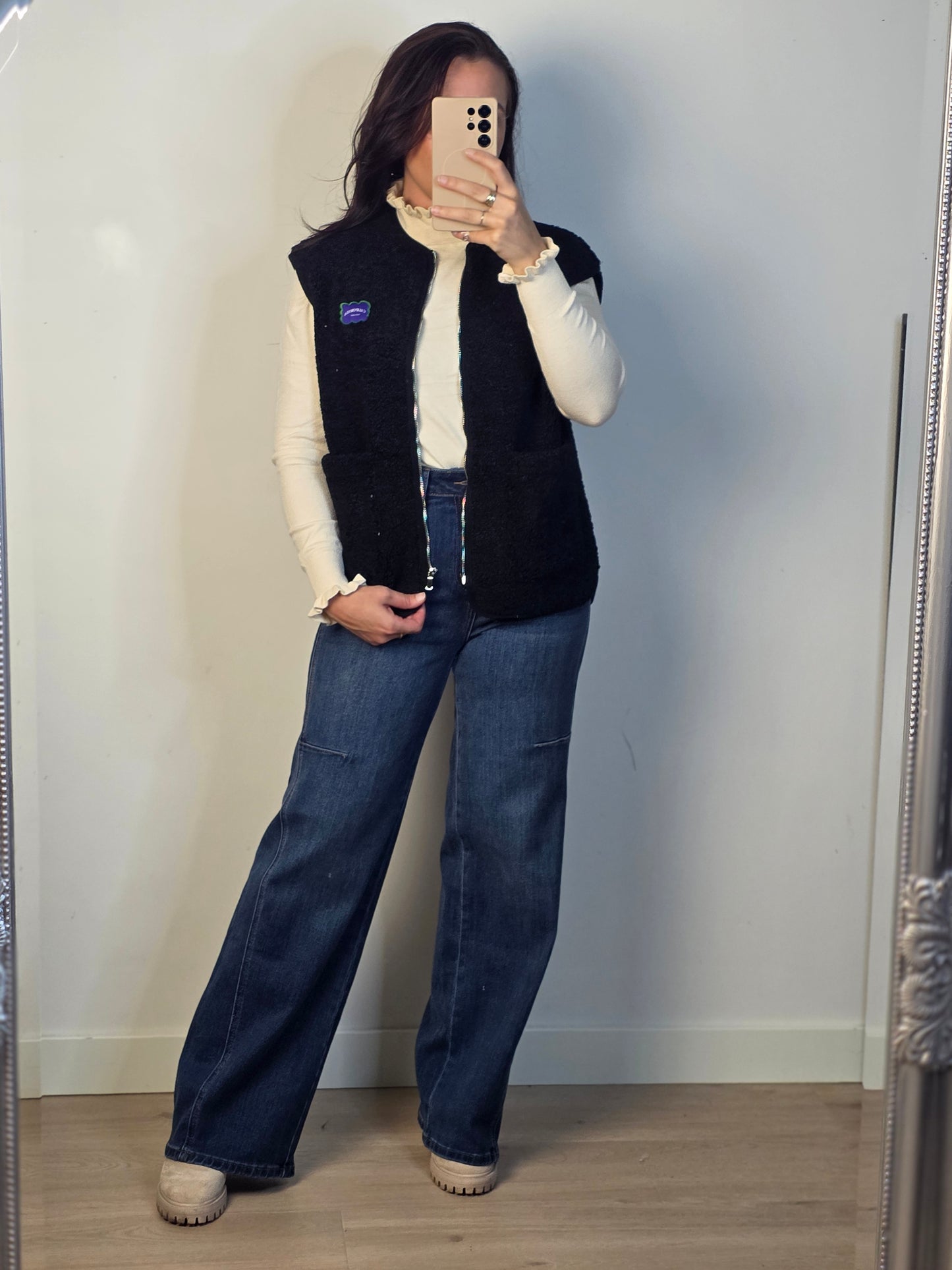 Teddy gilet Floor zwart